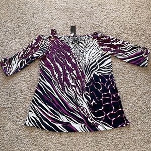 Cold shoulder multi-animal print top by JM Collection Sz XL